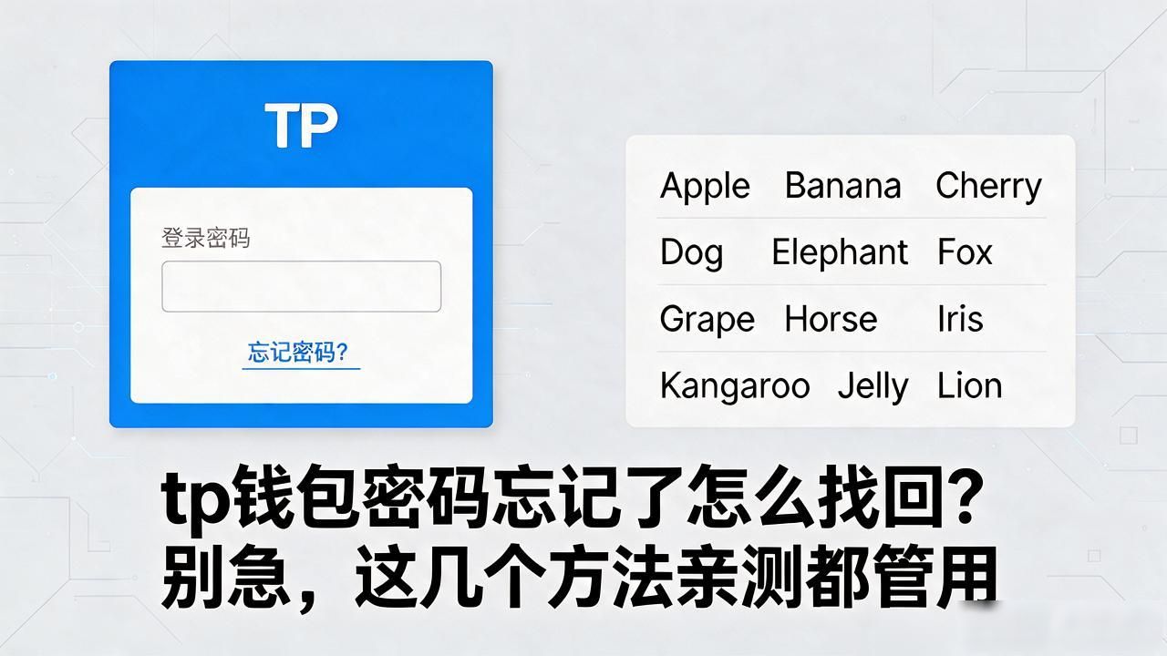 tp钱包密码忘记了怎么找回？别急，这几个方法亲测都管用